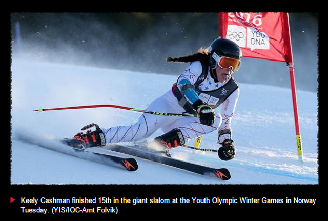Keely Cashman finished 15th in the giant slalom at the Youth Olympic Winter Games in Norway Tuesday. (YIS/IOC-Arnt Folvik)
