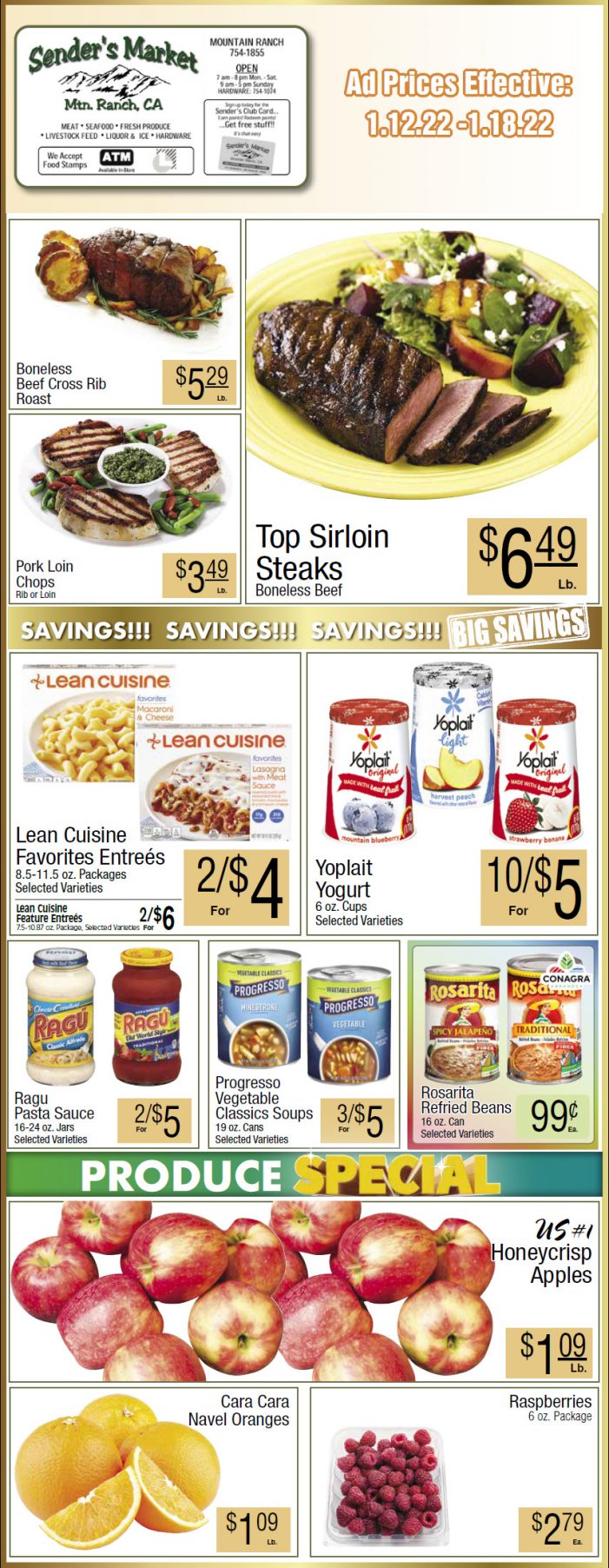 Sender’s Market’s Weekly Ad & Grocery Specials Through January 18th Shop Local & Save!