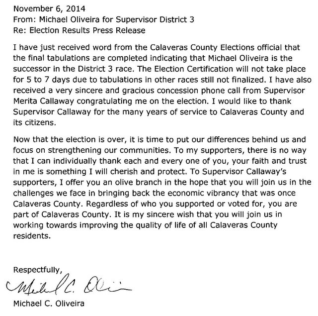 Michael Oliveira for Supervisor District 3 Press Release-002