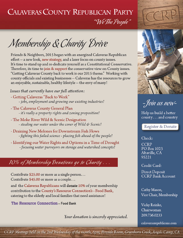 Calaveras County Republicans Membership & Charity Drive