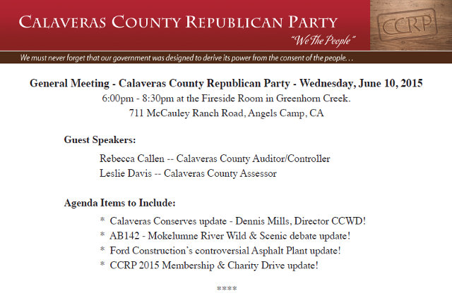 Calaveras County Republicans To Meet Wednesday