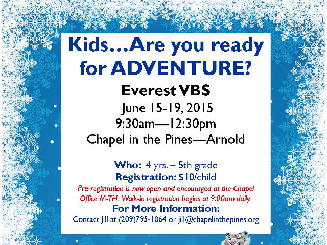 Chapel in the Pines Invites Children to Everest VBS: Conquering Challenges With God’s Mighty Power!