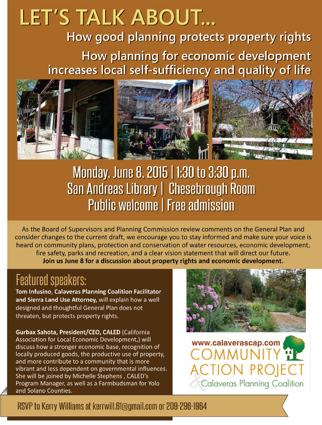 Monday June 8, “Let’s Talk About…Planning, Property Rights, and Economic Development”