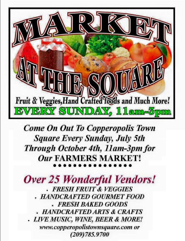 Copperopolis Town Square to Host Weekly Farmer’s Market Beginning Sunday, July 5