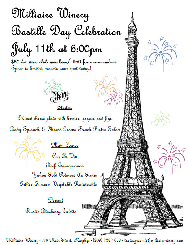 Bastille Day Dinner at Milliaire Winery