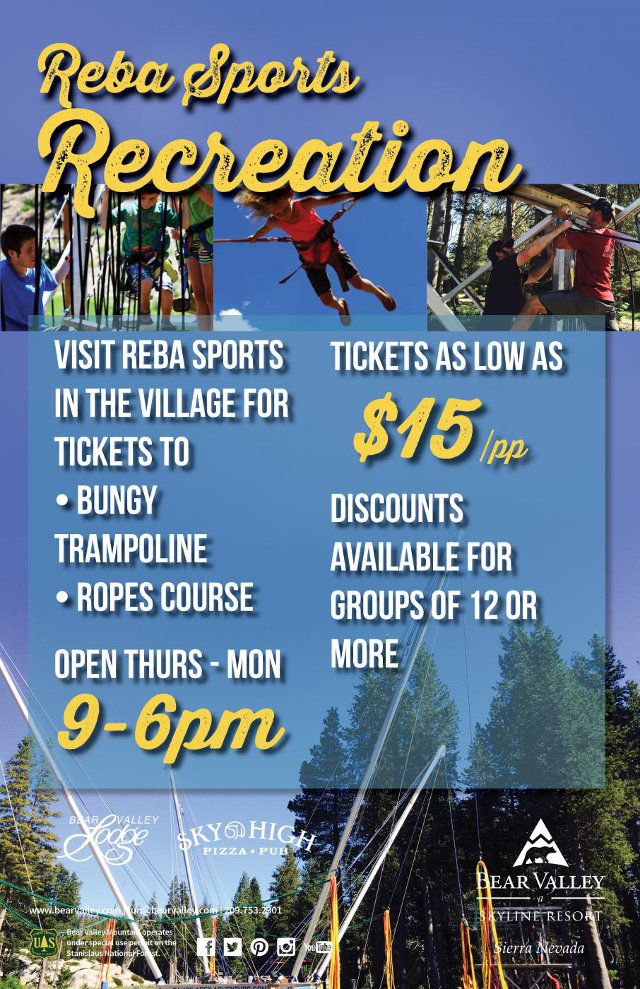Reba Sports Adventure Park June 29, 2015 to September 13, 2015