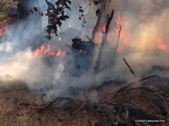 Vehicle Fire Burns Mountain Ranch Man & Starts Two Acre Vegetation Fire