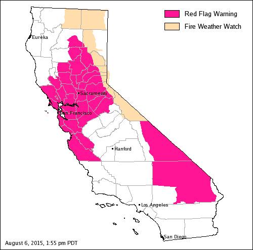 CalFire Red Flag Warning Extended