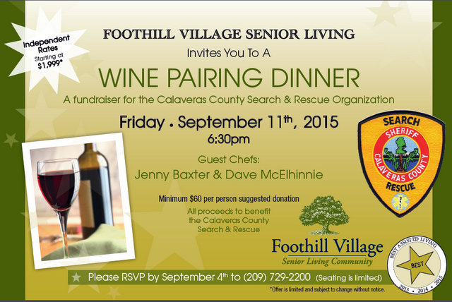 Foothill Village Senior Living Invites You To A Benefit Wine Pairing Dinner