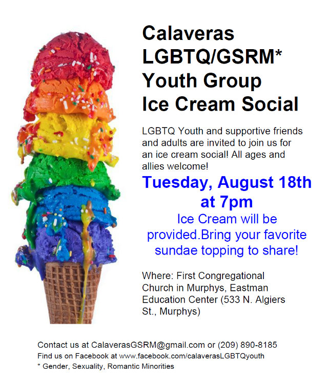 Calaveras LGBTQ/GSRM* Youth Group Ice Cream Social