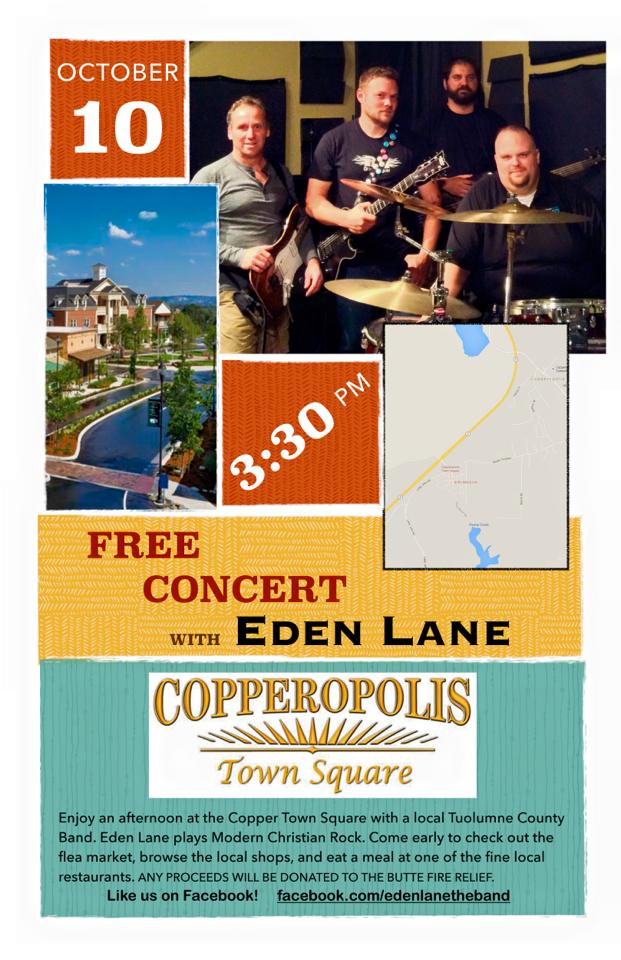Free Eden Lane Concert & Butte Fire Fundraiser Today At Copperopolis Town Square