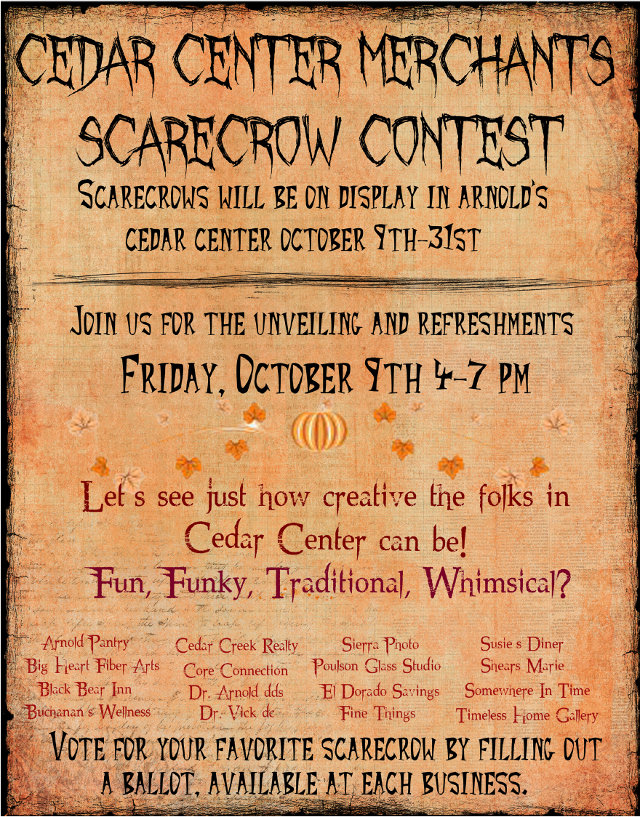 Don’t Miss The Cedar Center Scarecrow Contest Friday Night