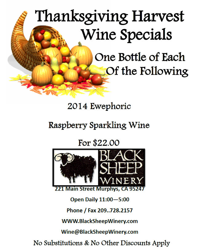 Two Great Holiday Wine Specials From Black Sheep Winery