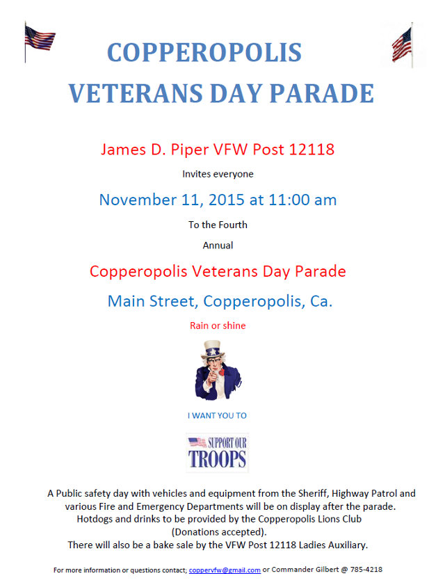 The Fourth Annual Coppperopolis Veterans Day Parade