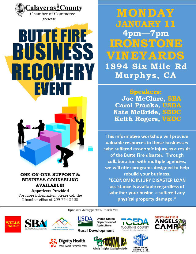 Chamber Hosting Butte Fire Business Recovery Event At Ironstone