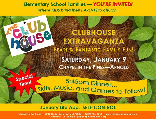 Clubhouse Extravaganza Family Fun Night on January 9th!