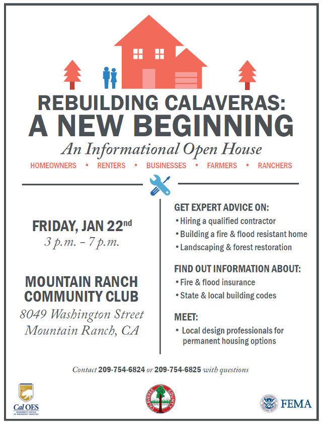Rebuilding Calaveras Open House Is January 22