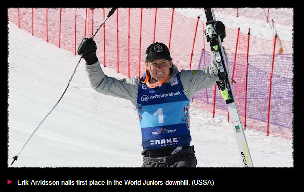 Bear Valley Alum Erik Arvidsson Wins World Juniors Downhill! ~ By Courtney Harkins