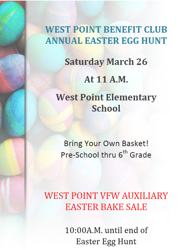 Make Plans To Attend The West Point Benefit Club Annual Easter Egg Hunt!