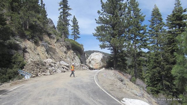 An Update On The Ebbetts Pass Rock Slide…Thank You Caltrans!  ~ From Alpine County Sheriff’s Dept