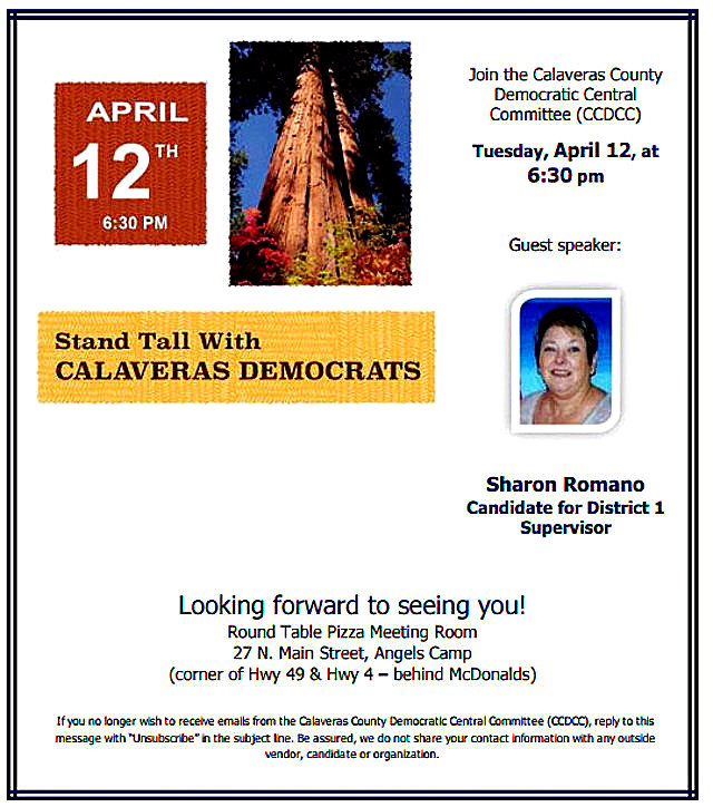 Calaveras Democratic Committee Meeting April 12