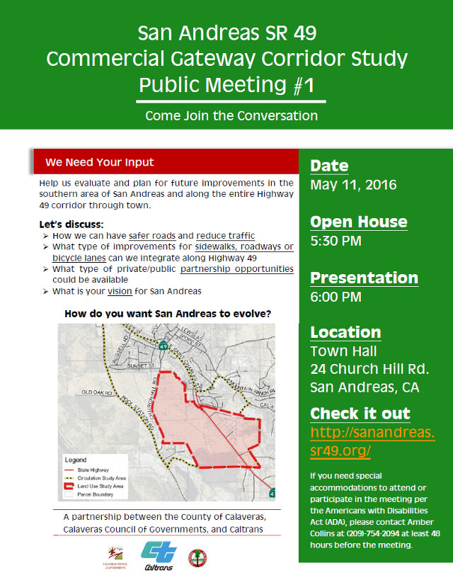 First San Andreas Gateway Corridor Study Community Meeting Scheduled
