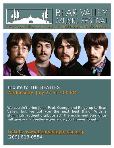 BEATLES Tribute by The Sun Kings Tonight At 7pm In Bear Valley!
