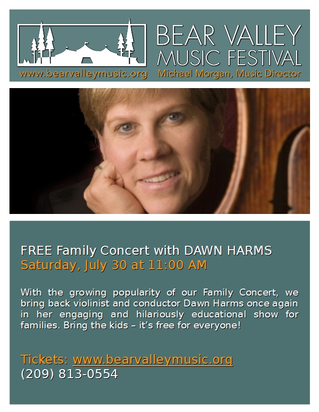 Free Family Concert with Dawn Harms 11am Saturday At Bear Valley Music Festival