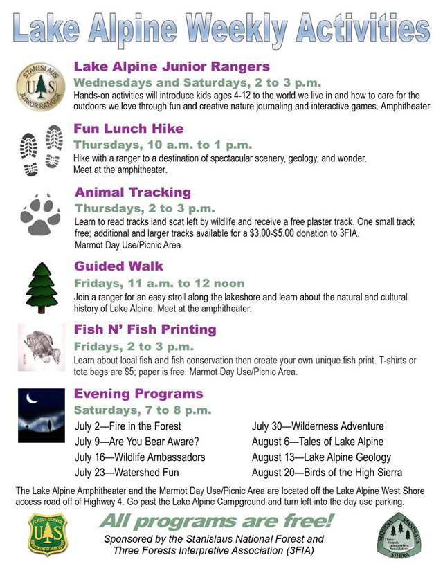 Lots of Great Activities & Programs At Lake Alpine