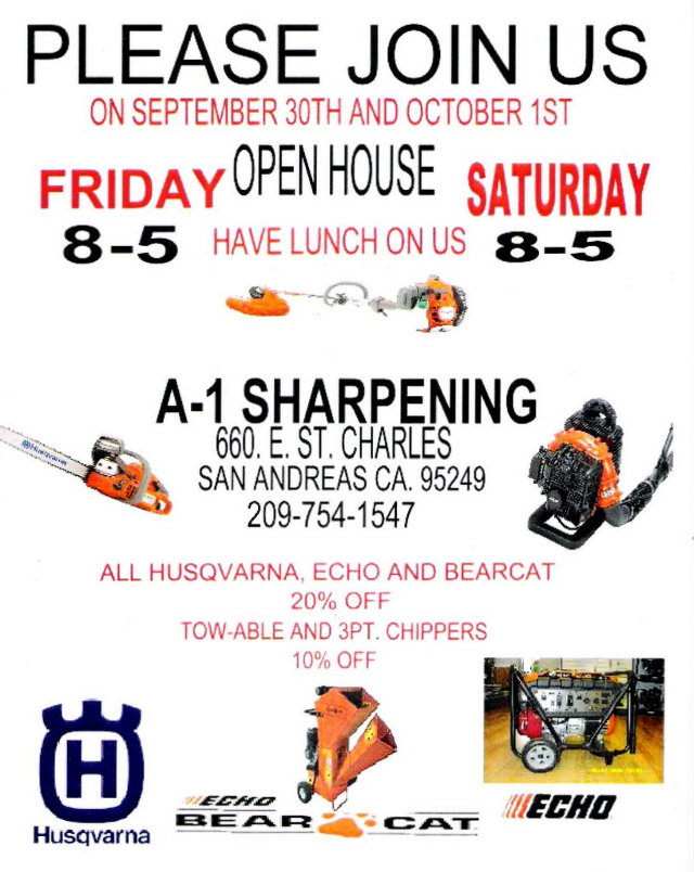 Don’t Miss The Big A-1 Sharpening Open House Today & Tomorrow