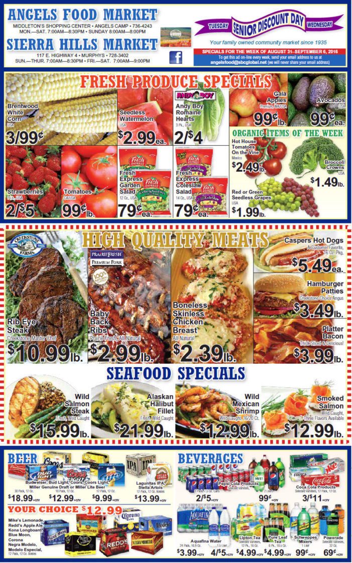 Angels Food & Sierra Hills Markets Weekly Ad Through September 6th