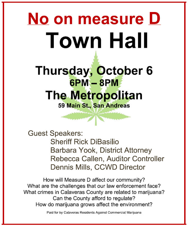 Town Hall On Measure D October 6th
