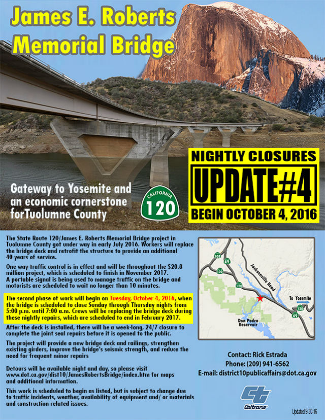 Nightly Bridge Closures Begin October 4th