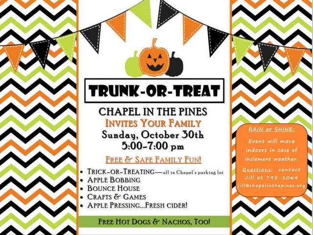 Don’t Miss Trunk or Treat At Chapel In The Pines