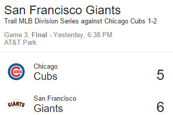 Giants Stay Alive With A 6 – 5 Win Over Cubs In 13