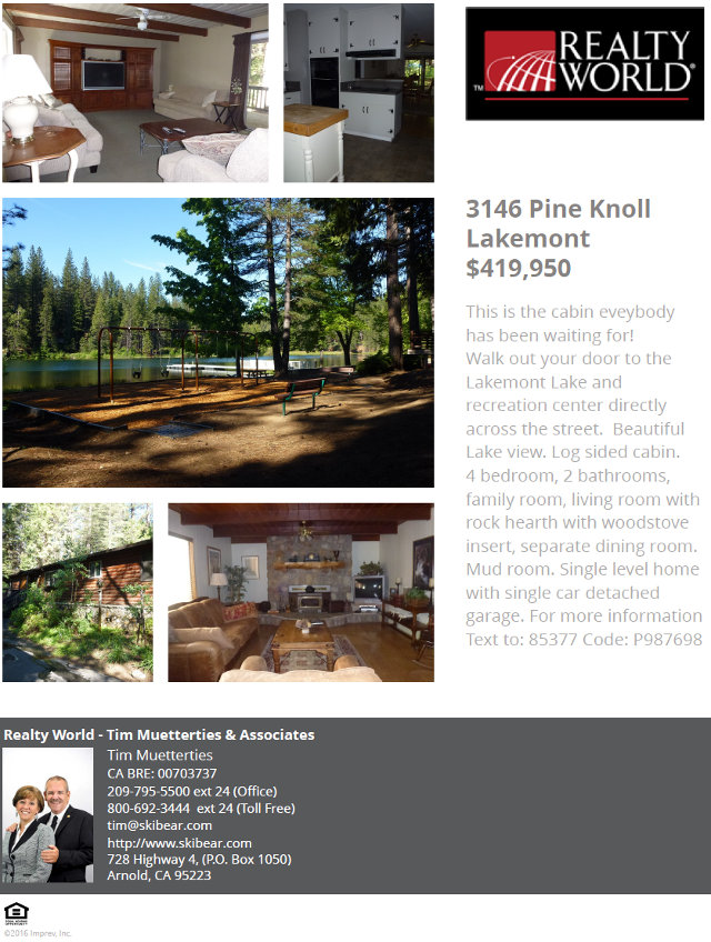 Beautiful Featured Home At 3146 Pine Knoll in Lakemont Pines Arnold, CA