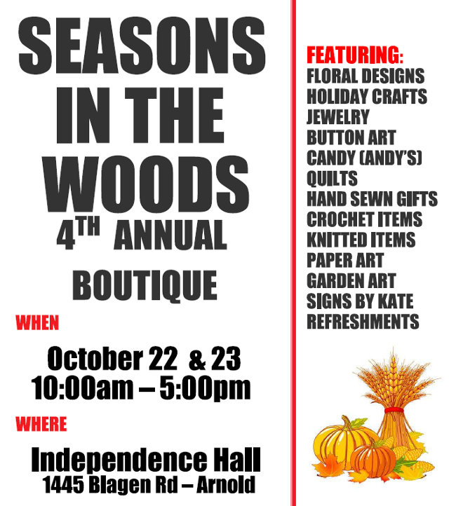 The 4th Annual Seasons In The Woods Is October 22 & 23rd!