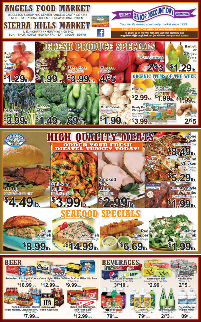 Angels Food & Sierra Hills Markets Weekly Ad November 9 – 15