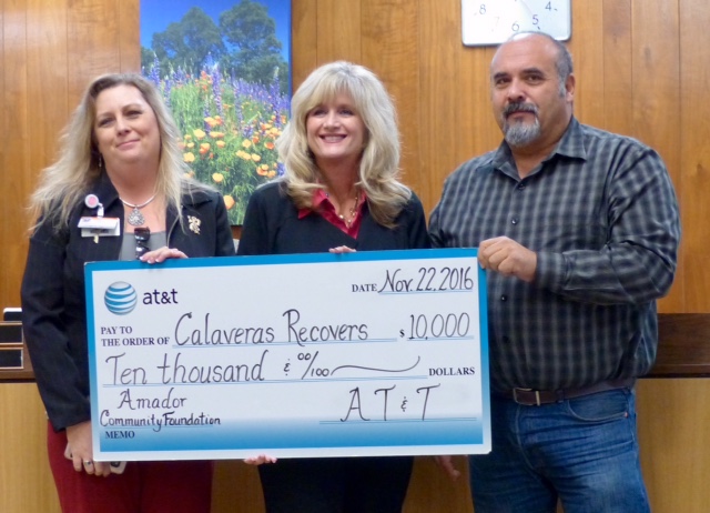 Calaveras Recovers Receives $10,000 Contribution From AT&T
