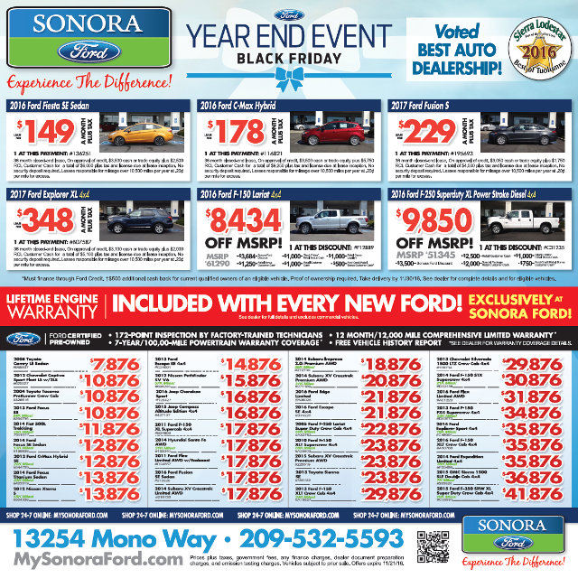 Local Smiles, Service & Black Friday Savings From Sonora Ford!