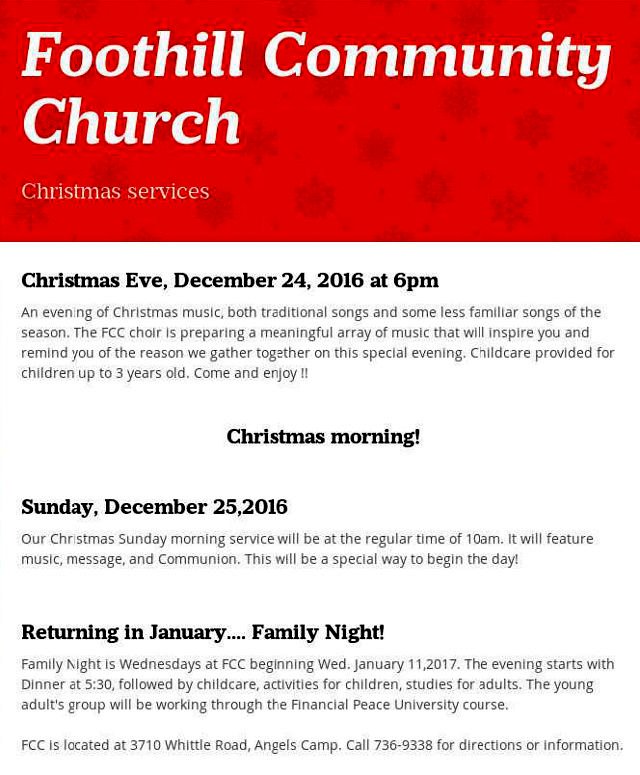Foothill Community Church Christmas Programs