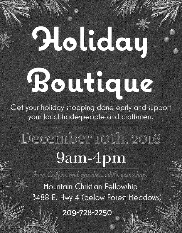 Don’t Miss The Mountain Christian Fellowship Holiday Boutique