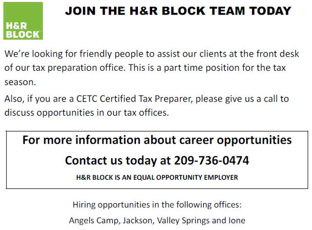 Join The H&R Block Team Today!