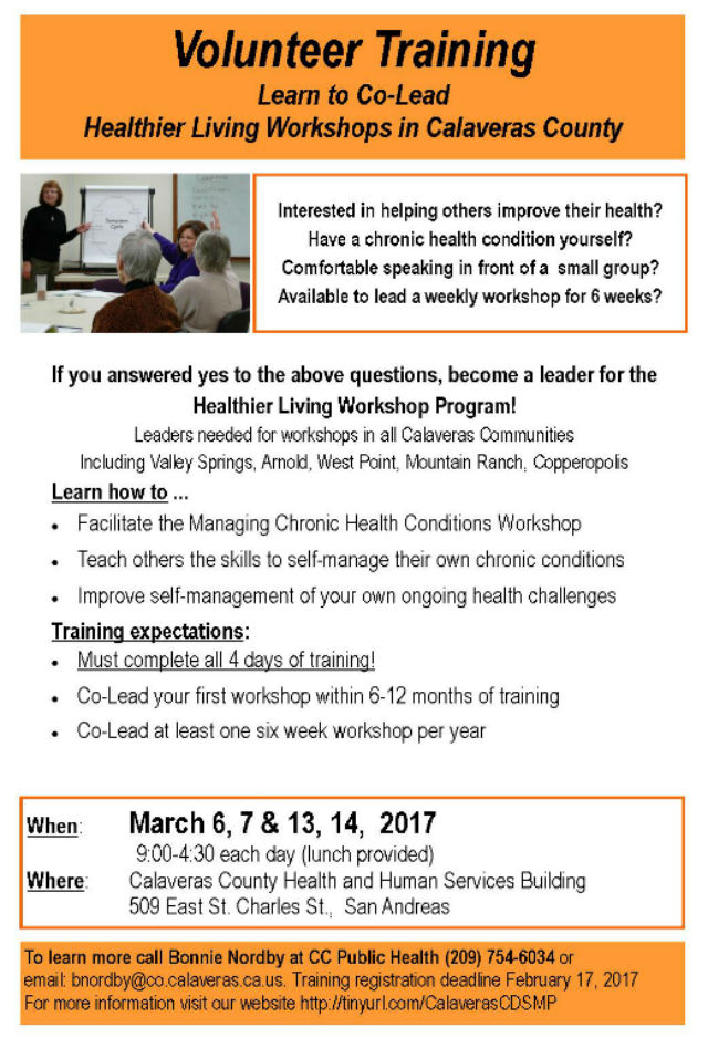 Learn To Co-Lead Healthier Living Workshops In Calaveras County
