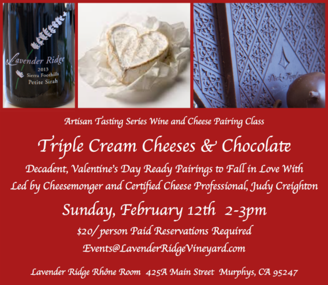 Triple Cream Cheese & Chocolates At Lavender Ridge Vineyards