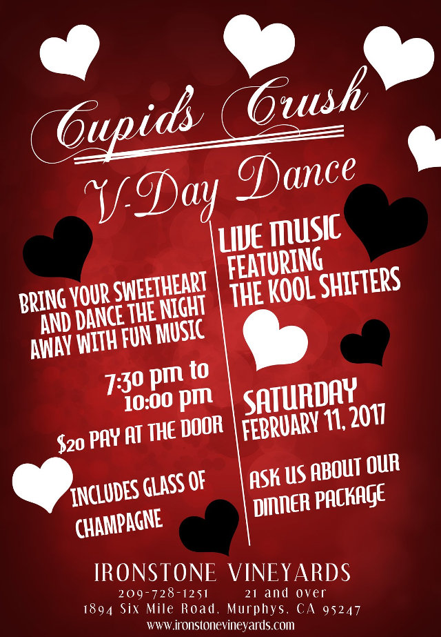 “Cupid’s Crush” Valentine’s Dance At Ironstone Vineyards On February 11th