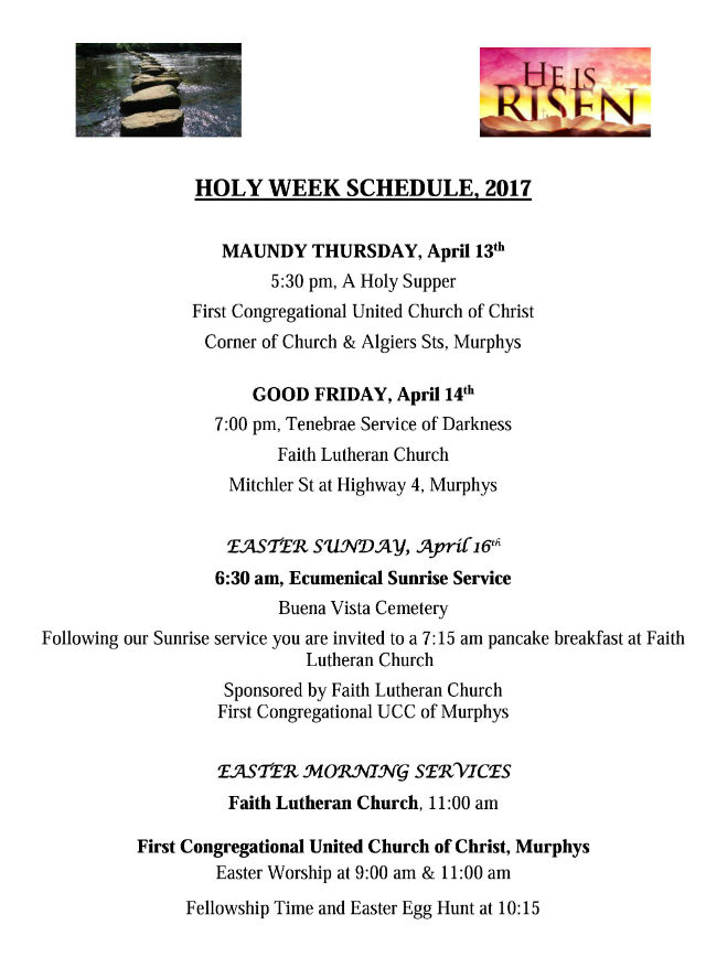 Holy Week Events At First Congregational Church