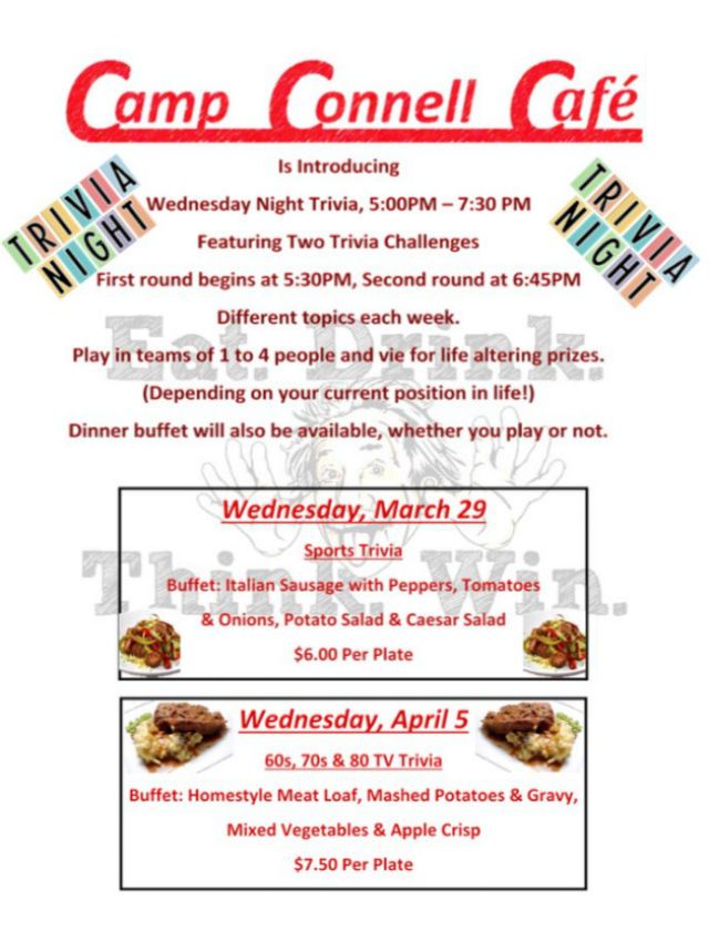 Camp Connell Cafe Introduces Wednesday Trivia Night