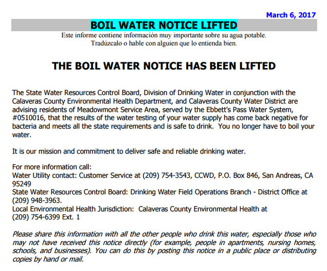 Boil Water Notice Lifted for Customers in Meadowmont