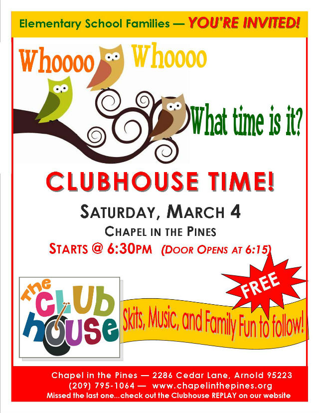 Family Fun Night In The Clubhouse ~ Saturday, March 4th